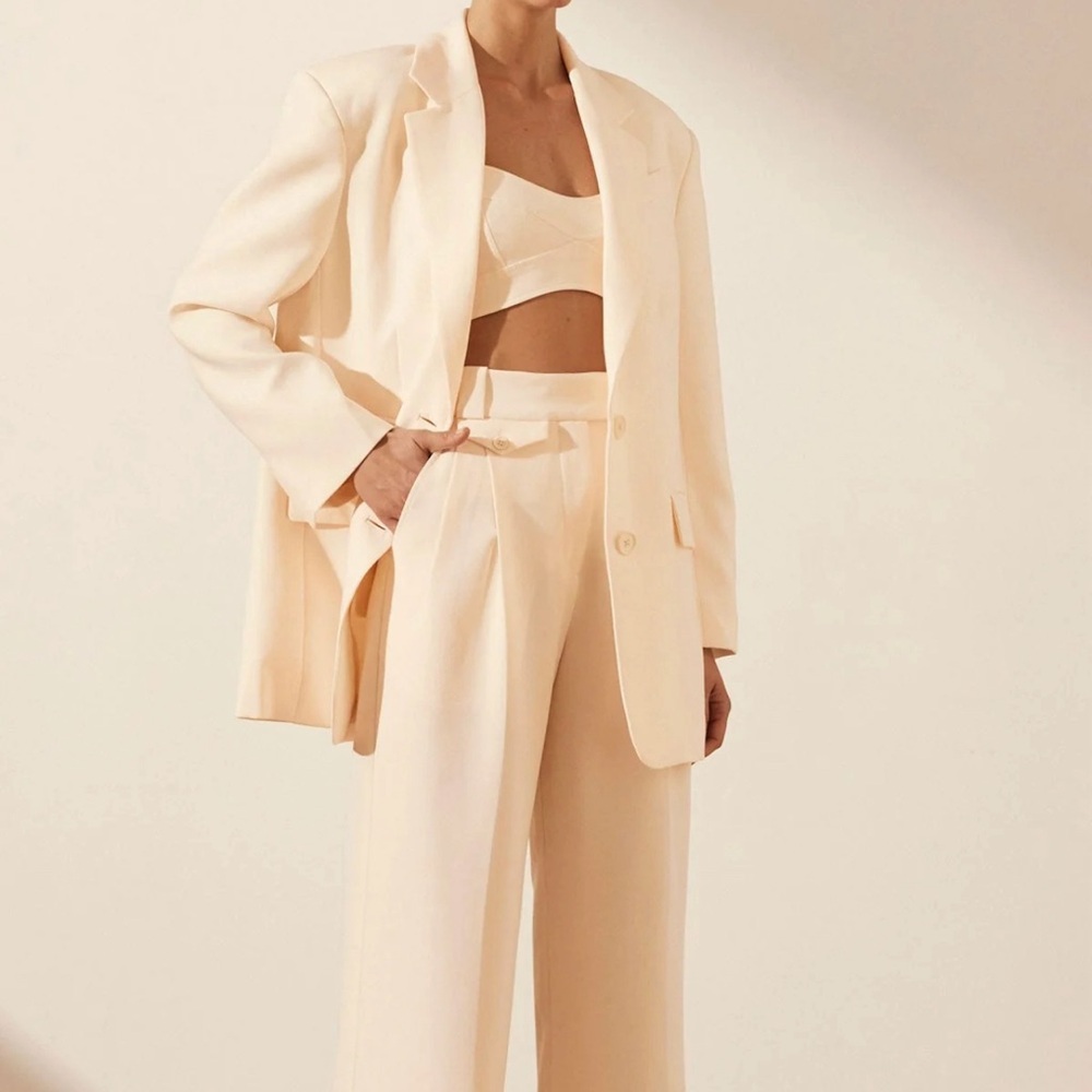 Shona Joy Set including blazer, bra, and pants in ivory